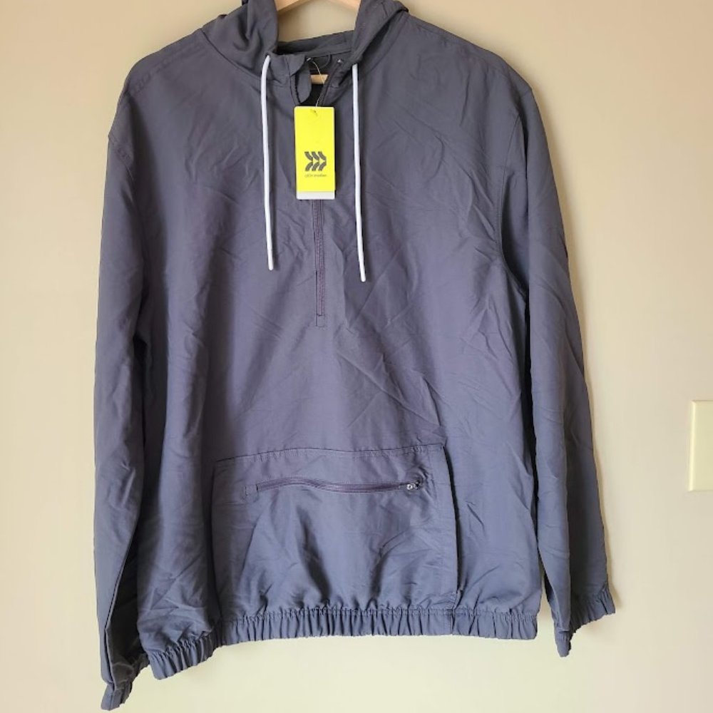All In Motion Water Wind Resistant Half Zip Hoodie Jacket Mens S Gray New
